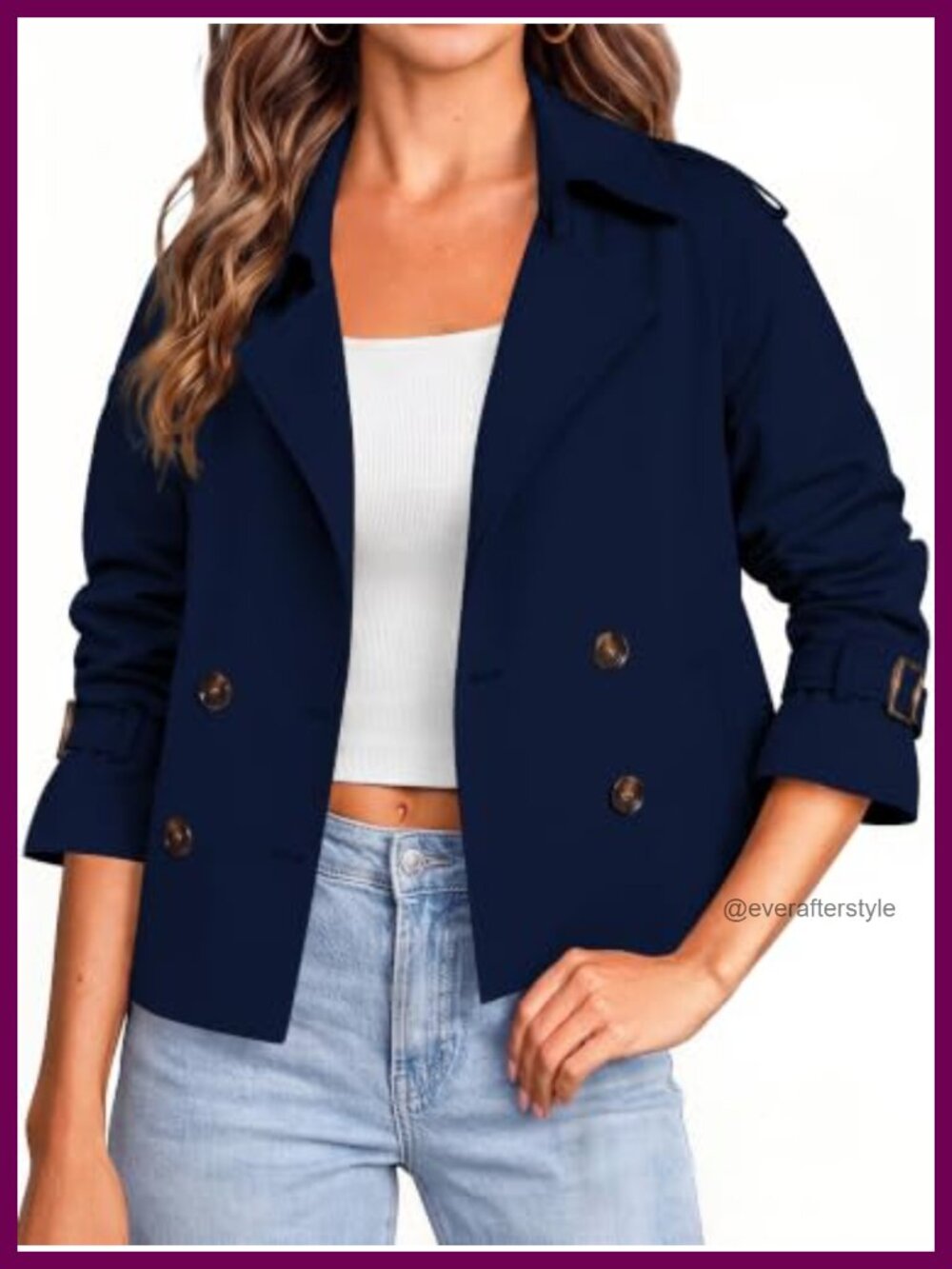 Womens Cropped Double Breasted Trench Coat Short Jacket